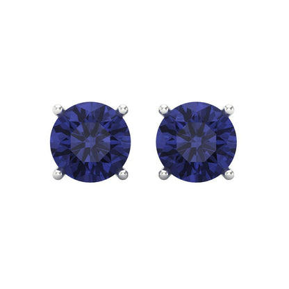 4 ctw Tanzanite Studs Earrings | 8.0mm Round Cut White Gold Screw back | December Birthstone