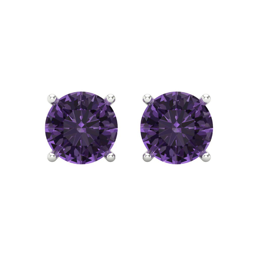 4cttw Alexandrite Gold-Plated 925 Silver Screw Back Stud Earrings