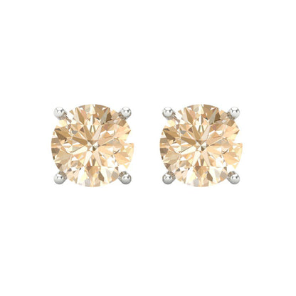 4 ctw Morganite Studs Earrings | 8.0mm Round Cut White Gold Screw back | February Birthstone