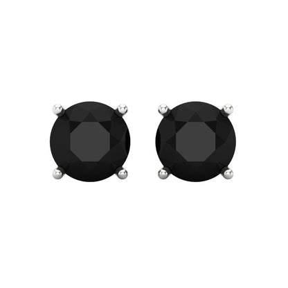 4 ctw Onyx Studs Earrings | 8.0mm Round Cut White Gold Screw back | July Birthstone