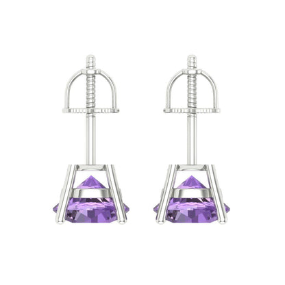 4cttw Alexandrite Gold-Plated 925 Silver Screw Back Stud Earrings