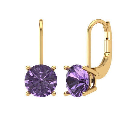 4cttw Alexandrite Gold-Plated 925 Silver Lever Back Drop Dangle Earrings