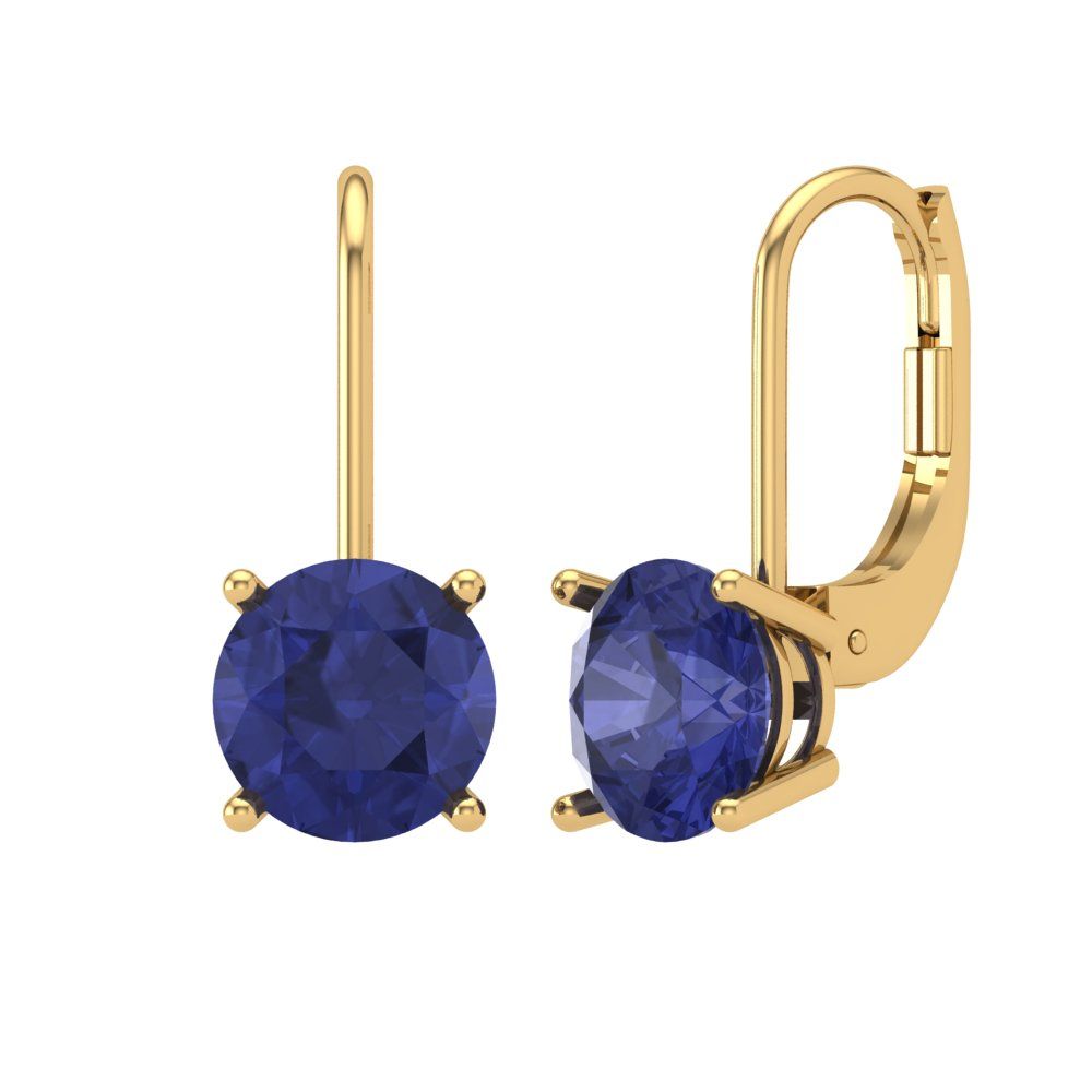 4 ctw Tanzanite Drop Dangle Earrings | 8.0mm Round Cut White Gold Lever Back | December Birthstone