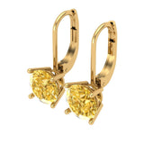4 ct Brilliant Round Cut Drop Dangle Natural Citrine Stone Yellow Gold Earrings Lever Back