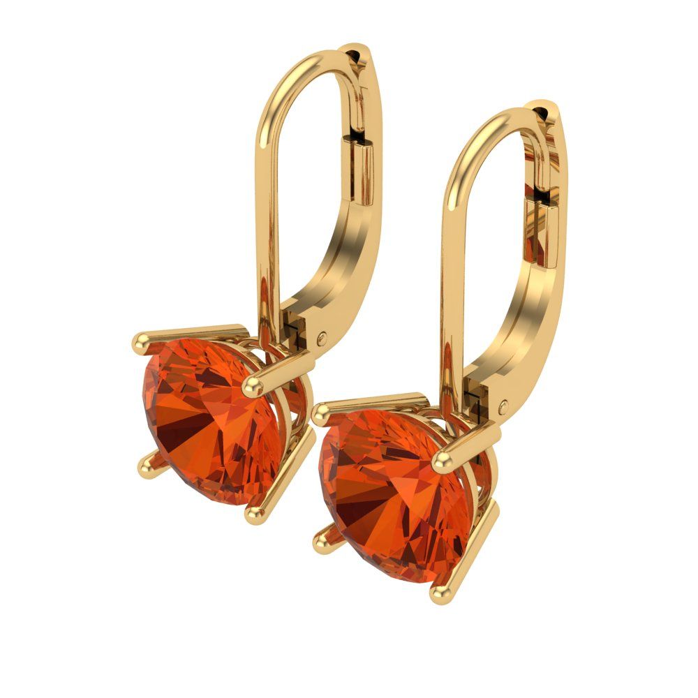 4 ctw Red Zirconia Drop Dangle Earrings | 8.0mm Round Cut White Gold Lever Back | April Birthstone