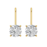 4 ct Brilliant Round Cut Drop Dangle Clear Simulated Diamond Stone Yellow Gold Earrings Lever Back