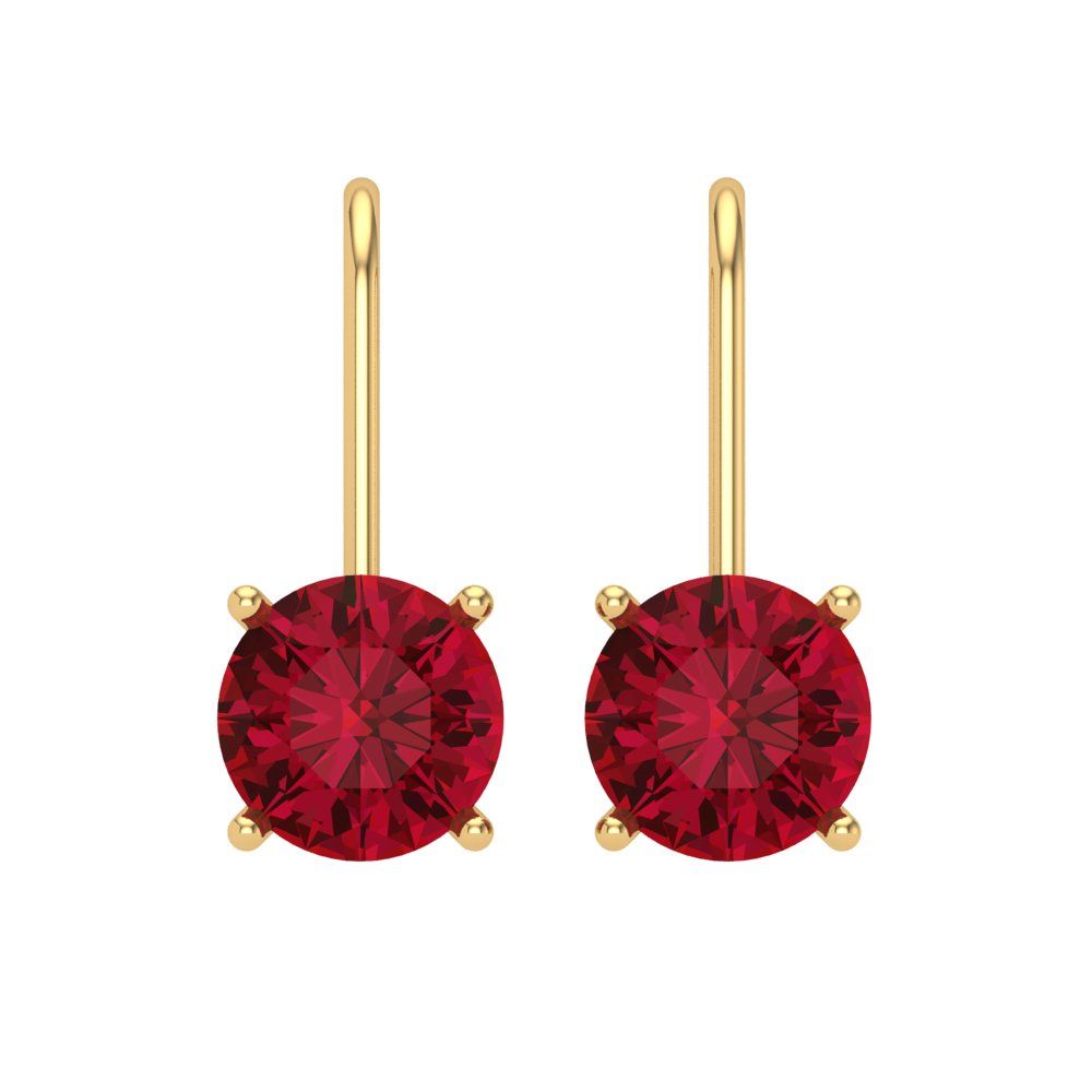 4 ctw Pink Tourmaline Drop Dangle Earrings | 8.0mm Round Cut White Gold Lever Back | April Birthstone