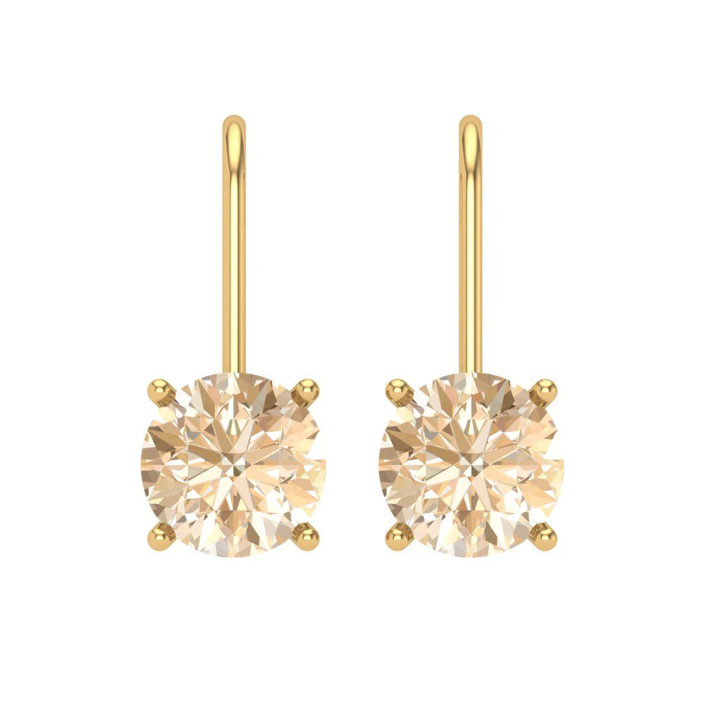 4 ctw Morganite Drop Dangle Earrings | 8.0mm Round Cut White Gold Lever Back | February Birthstone