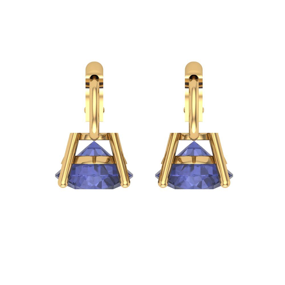4 ctw Tanzanite Drop Dangle Earrings | 8.0mm Round Cut White Gold Lever Back | December Birthstone