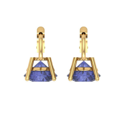 4 ctw Tanzanite Drop Dangle Earrings | 8.0mm Round Cut White Gold Lever Back | December Birthstone