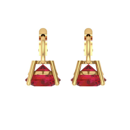 4 ctw Pink Tourmaline Drop Dangle Earrings | 8.0mm Round Cut White Gold Lever Back | April Birthstone