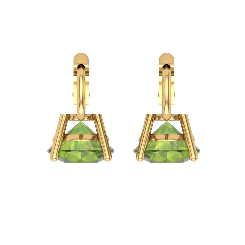 4 ctw Peridot Drop Dangle Earrings | 8.0mm Round Cut White Gold Lever Back | August Birthstone
