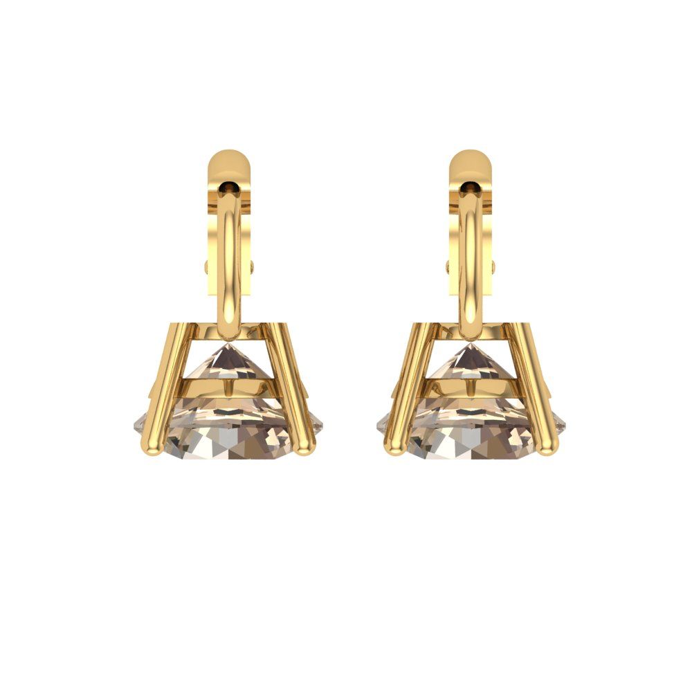 4 ctw Yellow Moissanite Drop Dangle Earrings | 8.0mm Round Cut White Gold Lever Back | April Birthstone