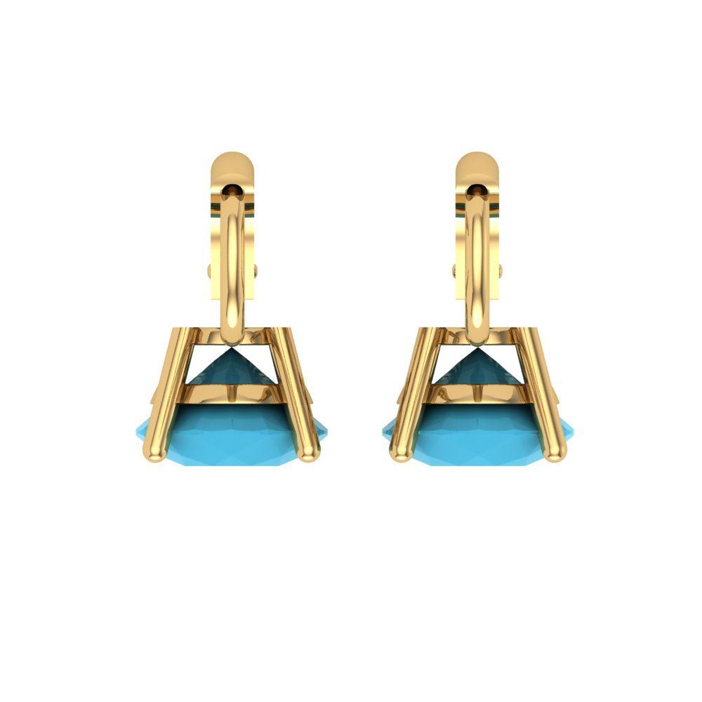 4 ctw Turquoise Drop Dangle Earrings | 8.0mm Round Cut White Gold Lever Back | December Birthstone