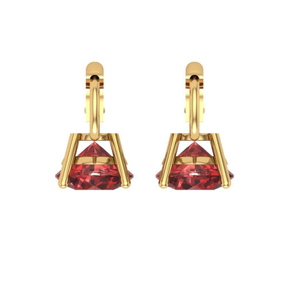 4 ctw Garnet Drop Dangle Earrings | 8.0mm Round Cut White Gold Lever Back | January Birthstone