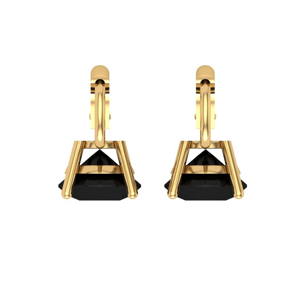 4 ctw Onyx Drop Dangle Earrings | 8.0mm Round Cut White Gold Lever Back | July Birthstone