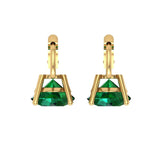 4 ct Brilliant Round Cut Drop Dangle Simulated Emerald Stone Yellow Gold Earrings Lever Back
