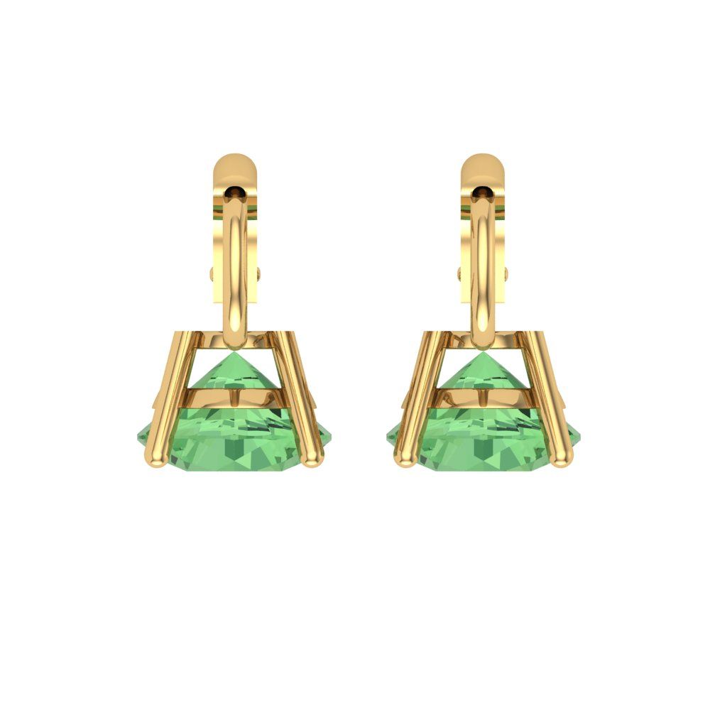 4 ctw Green Zirconia Drop Dangle Earrings | 8.0mm Round Cut White Gold Lever Back | April Birthstone