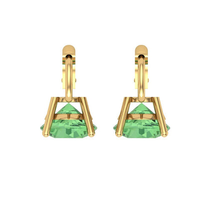 4 ctw Green Zirconia Drop Dangle Earrings | 8.0mm Round Cut White Gold Lever Back | April Birthstone