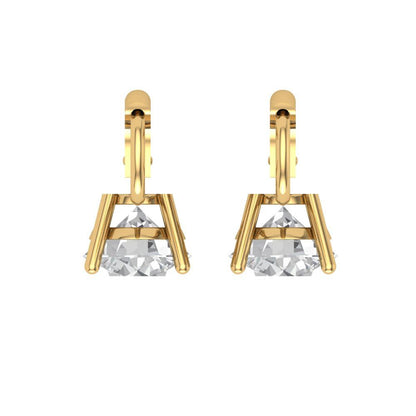 4 ctw Zirconia Diamond Drop Dangle Earrings | 8.0mm Round Cut White Gold Lever Back | April Birthstone