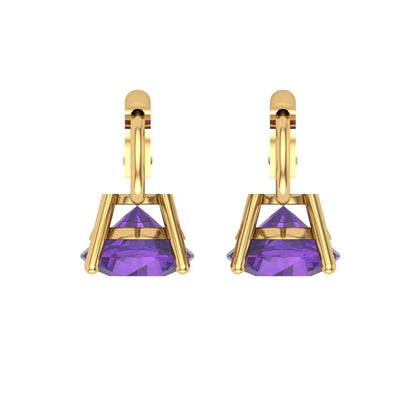 4 ctw Amethyst Drop Dangle Earrings | 8.0mm Round Cut White Gold Lever Back | February Birthstone