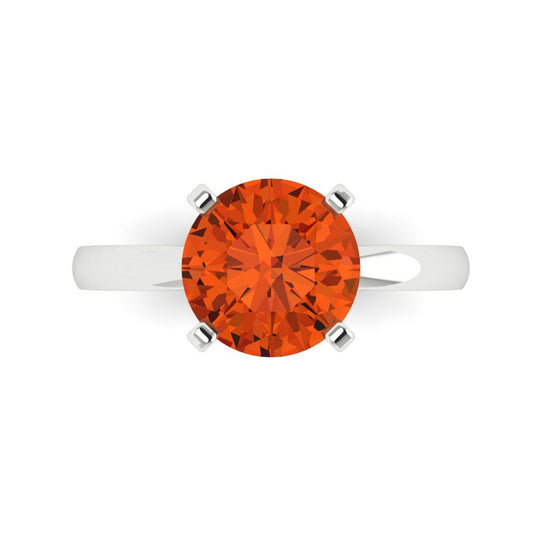 3 cttw Zirconia Simulated Red Diamond Solitaire  Engagement Ring - Solid White Gold (VVS1, Round Cut,9mm)