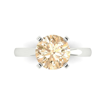 3 cttw Natural Morganite Solitaire  Engagement Ring - Solid Gold (Round Cut,9mm)