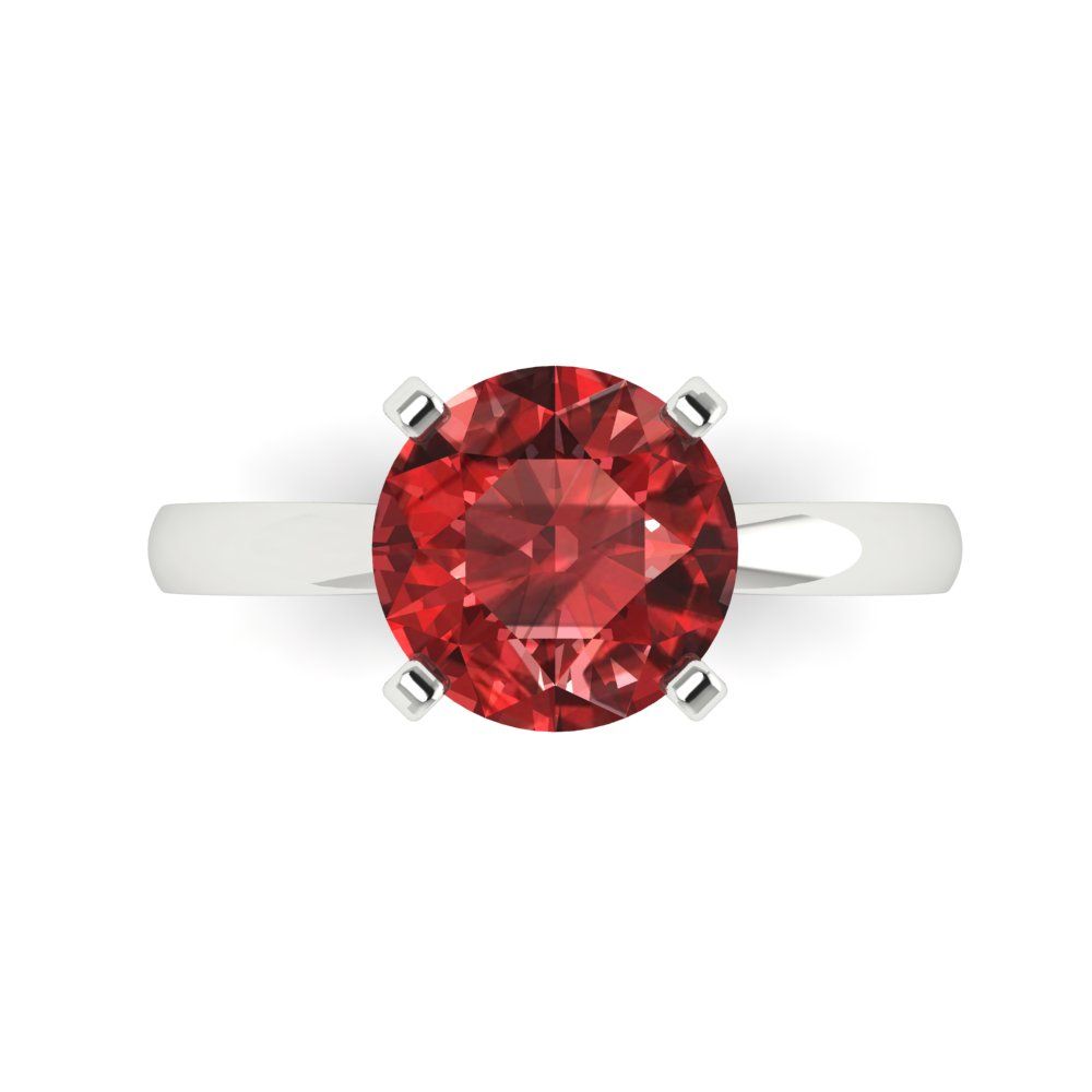 3 cttw Natural Garnet Solitaire  Engagement Ring - Solid Gold (Round Cut,9mm)