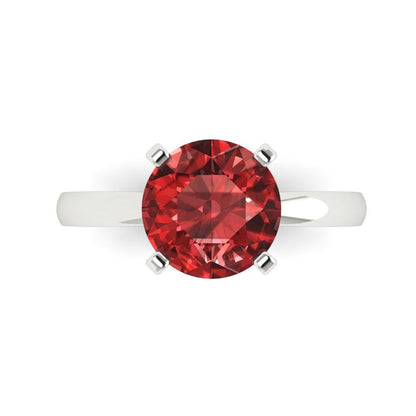 3 cttw Natural Garnet Solitaire  Engagement Ring - Solid Gold (Round Cut,9mm)