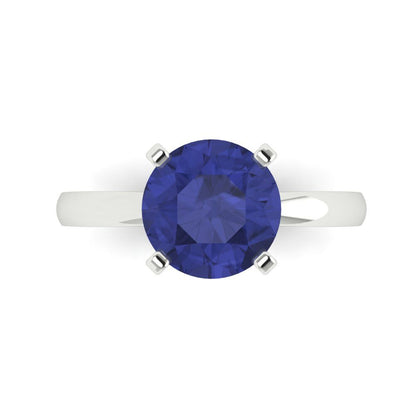 3 cttw Simulated Tanzanite Solitaire  Engagement Ring - Solid Gold (Round Cut,9mm)