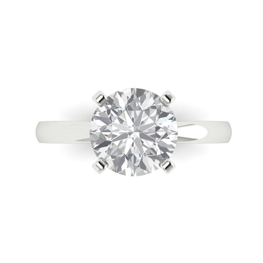 3 cttw Zirconia Simulated Diamond Solitaire  Engagement Ring - Solid White Gold (VVS1, Round Cut,9mm)