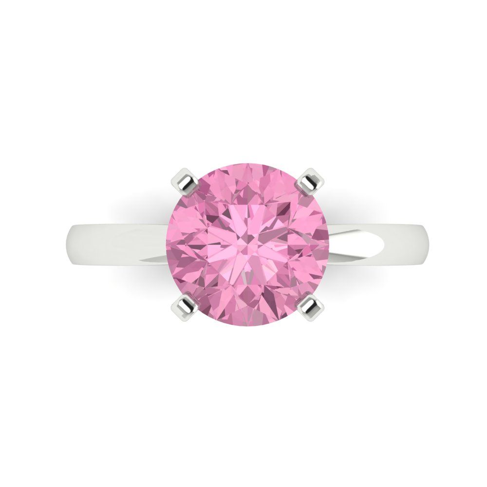3 cttw Zirconia Simulated Pink Diamond Solitaire  Engagement Ring - Solid Gold (VVS1, Round Cut,9mm)