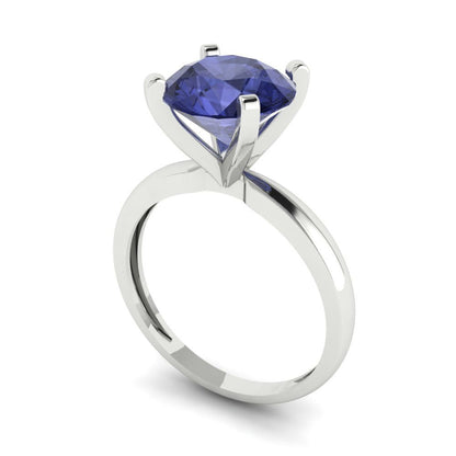 3 cttw Simulated Tanzanite Solitaire  Engagement Ring - Solid Gold (Round Cut,9mm)
