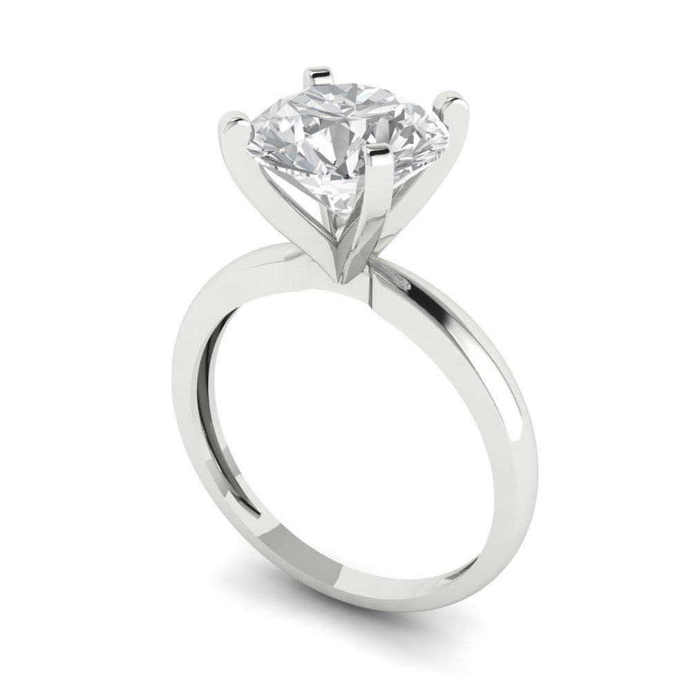 3 cttw White Sapphire Solitaire  Engagement Ring - Solid Gold (Round Cut,9mm)