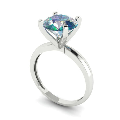 3 cttw Blue Moissanite Solitaire  Engagement Ring - Solid Gold (Round Cut,9mm)