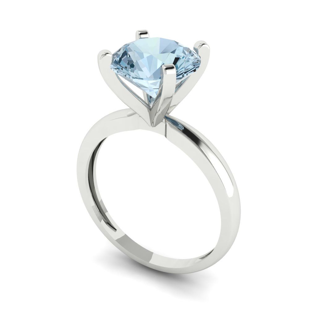 3 cttw Zirconia Simulated Blue Diamond Solitaire  Engagement Ring - Solid Gold (VVS1, Round Cut,9mm)