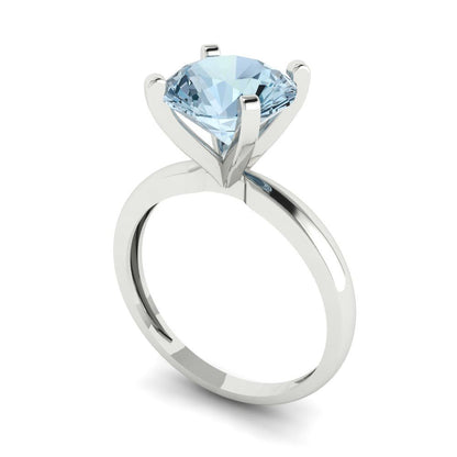 3 cttw Zirconia Simulated Blue Diamond Solitaire  Engagement Ring - Solid Gold (VVS1, Round Cut,9mm)