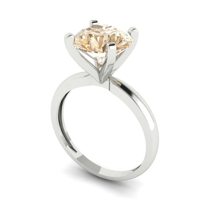 3 cttw Natural Morganite Solitaire  Engagement Ring - Solid Gold (Round Cut,9mm)
