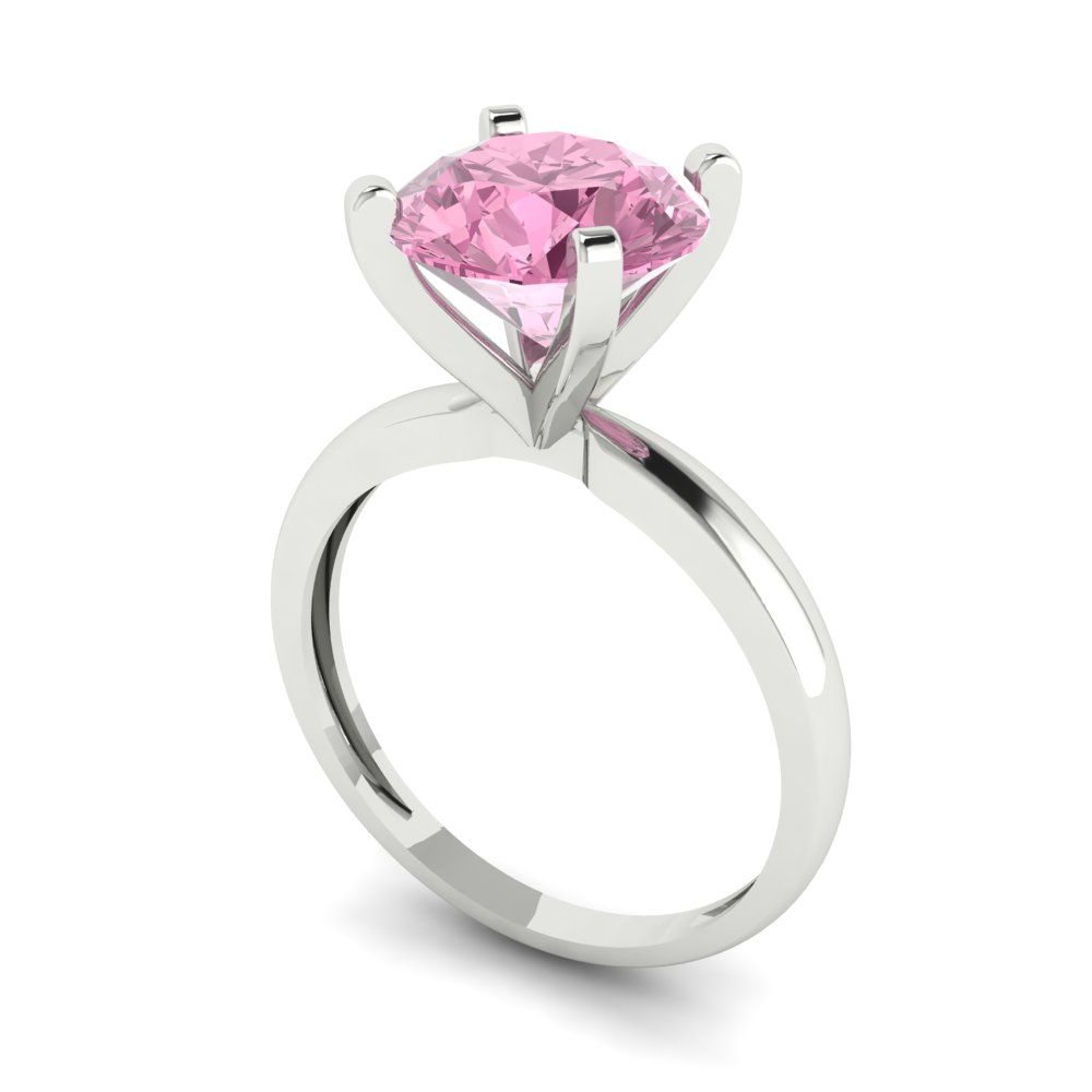 3 cttw Zirconia Simulated Pink Diamond Solitaire  Engagement Ring - Solid Gold (VVS1, Round Cut,9mm)