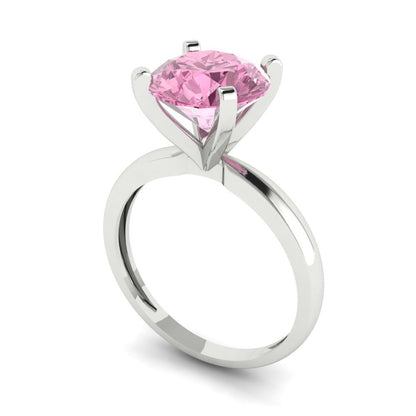 3 cttw Zirconia Simulated Pink Diamond Solitaire  Engagement Ring - Solid Gold (VVS1, Round Cut,9mm)