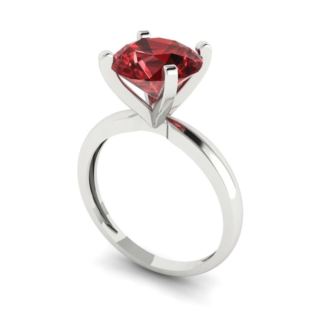 3 cttw Natural Garnet Solitaire  Engagement Ring - Solid Gold (Round Cut,9mm)