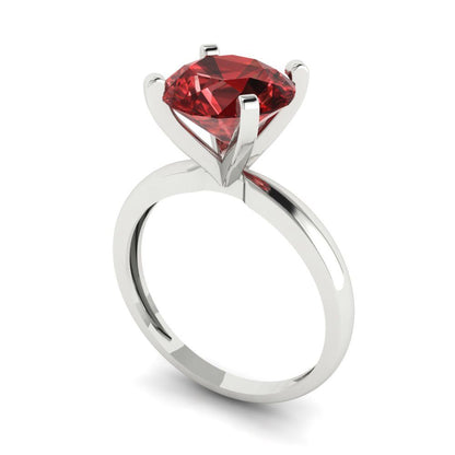 3 cttw Natural Garnet Solitaire  Engagement Ring - Solid Gold (Round Cut,9mm)