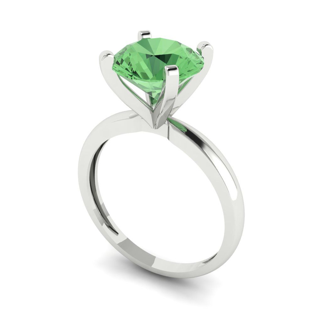 3 cttw Zirconia Simulated Green Diamond Solitaire  Engagement Ring - Solid Gold (VVS1, Round Cut,9mm)