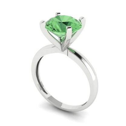 3 cttw Zirconia Simulated Green Diamond Solitaire  Engagement Ring - Solid Gold (VVS1, Round Cut,9mm)