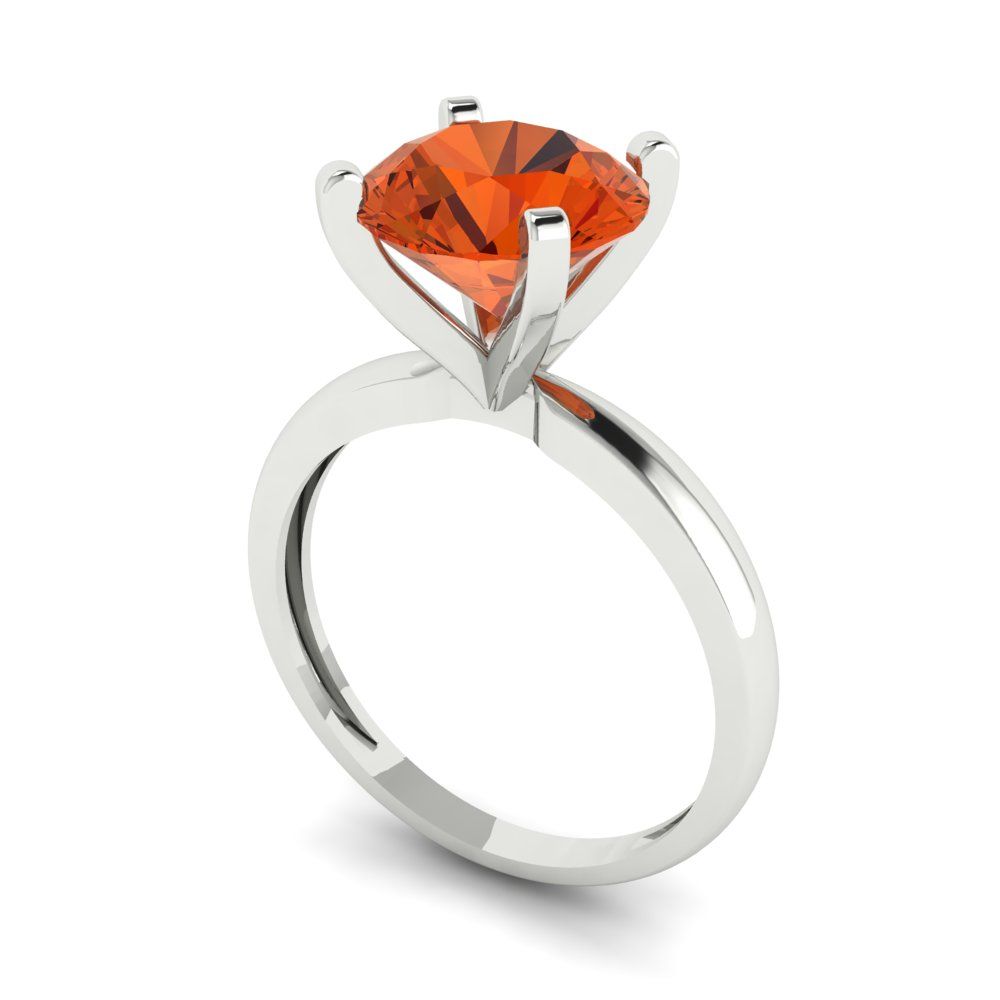 3 cttw Zirconia Simulated Red Diamond Solitaire  Engagement Ring - Solid Gold (VVS1, Round Cut,9mm)
