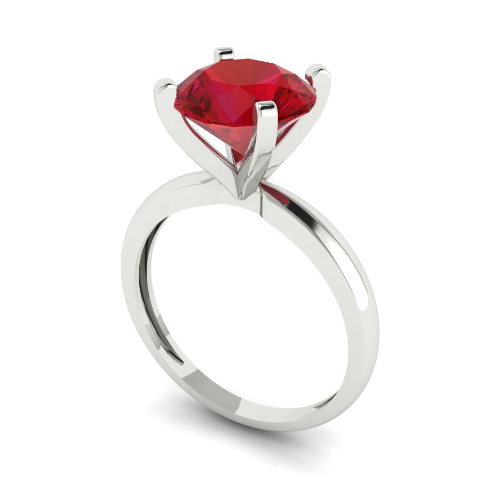 3 cttw Simulated Ruby Solitaire  Engagement Ring - Solid Gold (Round Cut,9mm)