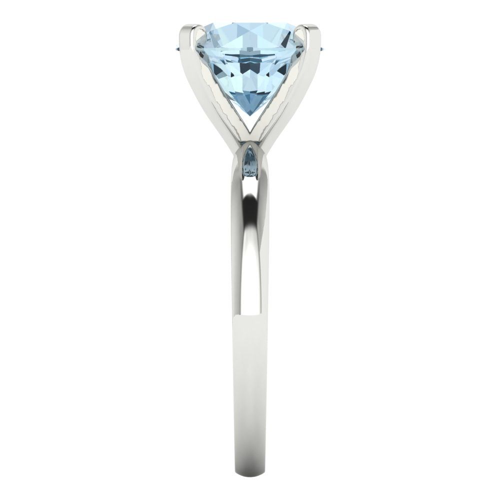 3 cttw Zirconia Simulated Blue Diamond Solitaire  Engagement Ring - Solid Gold (VVS1, Round Cut,9mm)