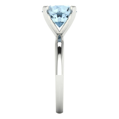 3 cttw Zirconia Simulated Blue Diamond Solitaire  Engagement Ring - Solid Gold (VVS1, Round Cut,9mm)