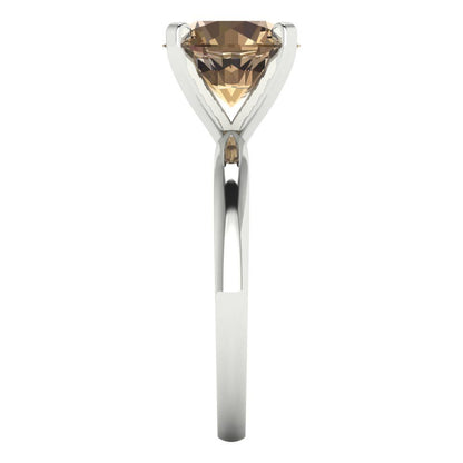 3 cttw Zirconia Simulated Champagne Diamond Solitaire  Engagement Ring - Solid Gold (VVS1, Round Cut,9mm)