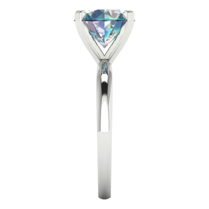 3 cttw Blue Moissanite Solitaire  Engagement Ring - Solid Gold (Round Cut,9mm)